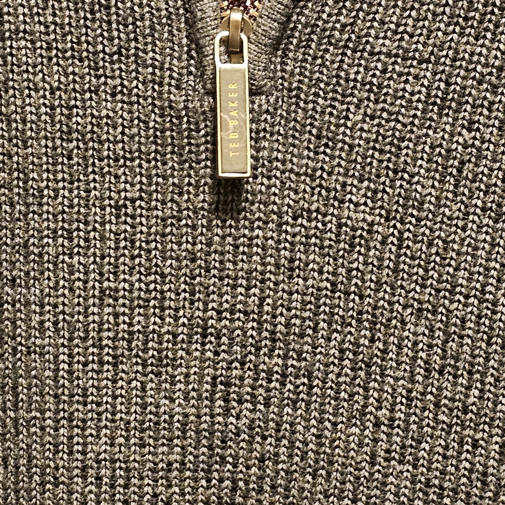 Ted Baker London Gray Stach Quarter Zip Sweater - Size 5 (XL) - Picture 3 of 13